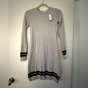 Gray sweat dress with black sports stripe